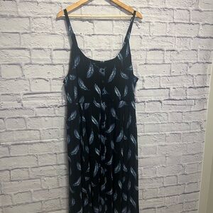 Torrid 3x Black Maxi Dress with Blue Feather Design